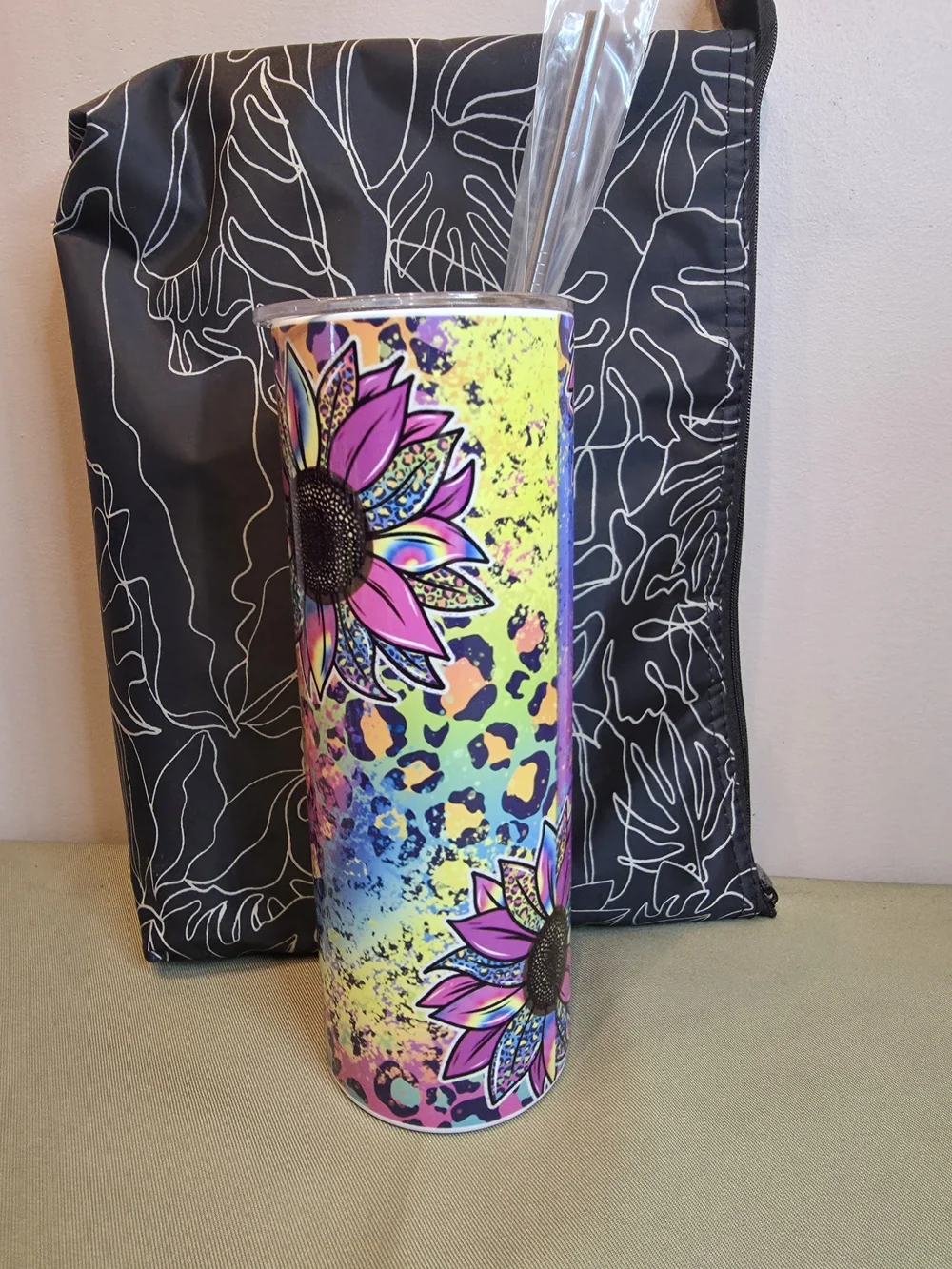 Colorful Tie-Dye Sunflower Stainless Tumbler
